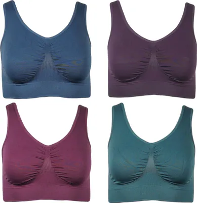Produktbild von J-Line 4er Damen Komfort Bustier Schlaf BH ohne Bügel nahtlos Soft Bra Bralette;Grün,L