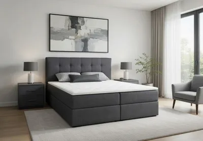 Obrázek produktu pro Manželská postel 200x200 s úložným prostorem STIG 2 - šedá