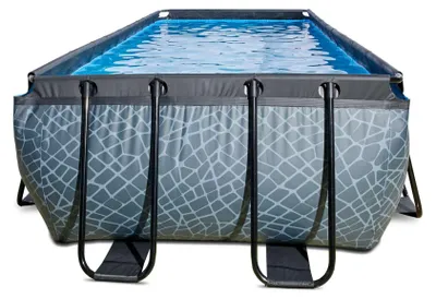 Produktbild von EXIT Stone Rahmenpool 400x200x122cm, Aufstellpool, mit Sandfilteranlage, Rechteckig, Grau