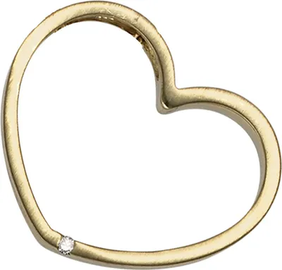 Produktbild von Goldanhänger Anhänger Herz mit Diamant 585 Gelbgold matt Halsschmuck für Damen