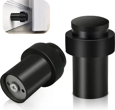 Image de Butoir de porte noir inox - Butoir de porte haut au sol pour plinthes 65