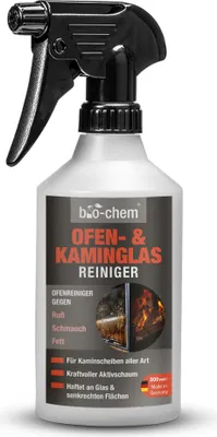 Produktbild von bio-chem Ofen- und Kaminscheibenreiniger Kaminglasreiniger - 500 ml Hochleistungs-Aktivschaum - Entfernt mühelos hartnäckigste Ablagerungen wie Ruß, Fette, Öle, Rauchharz -  DE