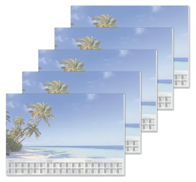 Schreibtischunterlage A2, 30 Blatt, Kalender 2027-2029, 5 Stück, Palmenmotiv