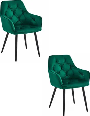 Immagine prodotto di Sedia JORK - velluto verde scuro / gambe nere x 2