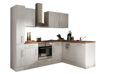 Produktbild von Küche Leerblock Winkelküche Landhaus Lärche Weiß Anton 250 x 172 cm Respekta