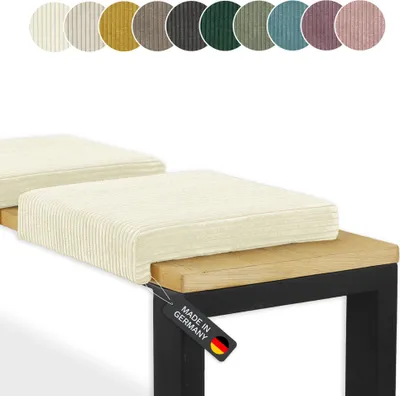 Produktbild von Lycce Bankauflage Klemmkissen 1 Leiste Cordstoff extra Polsterung, für Banktiefe ab 35 cm, Farbe:vanille