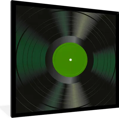 Produktbild von MuchoWow® Gerahmtes Poster Retro - Grün - LP - Vinyl 40x40 cm - Poster mit Schwarzem Bilderrahmen Wandposter Rahmen Foto Bilder - Mit Rahmen - Wanddekoration Schlafzimmer