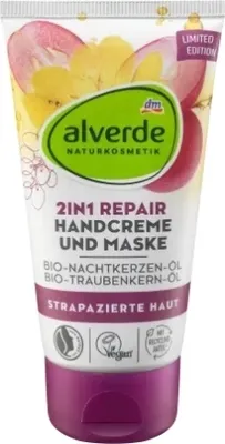Produktbild von Alverde, 2-in-1 regenerierende Handcreme und Maske mit Nachtkerzenöl und Traubenkernöl, 75 ml