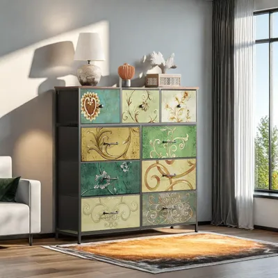 Obrázek produktu pro Komoda - Skříňka - Úložná skříň - Skříň - Komoda - S kovovou konstrukcí - 7 zásuvek
