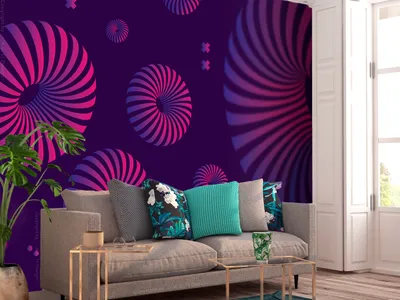 Produktbild von Vlies Fototapete 3D Effekt 400x280 cm Tapeten Wandtapete XXL geometrische Muster Abstrakt violett Bonbons n-A-1288-a-a