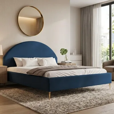 Produktbild von GOLDSTOFF Polsterbett CELESTE mit Stauraum | Doppelbett 120x200 cm | Bett mit Bettkasten, Kopfteil & Lattenrost kompatibel (Dunkel Blau)