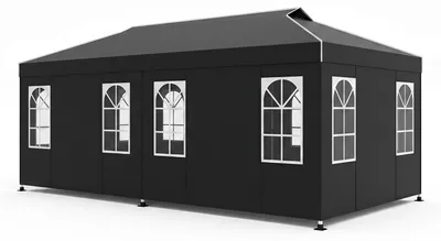 Produktbild von COSTWAY Pop up Pavillon 3x6m, Partyzelt höhenverstellbar mit 6 Seitenwänden & Fenstern, Faltpavillon Gartenzelt mit Sonnenschutz Reflexstreifen Tasche