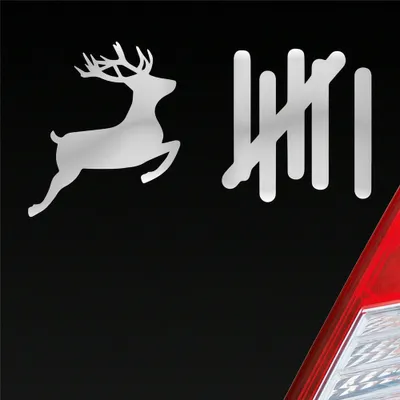 Produktbild von Auto Aufkleber Strichliste Tally List Hirsch Winter Deer 15x8 cm Silber Sticker Heckscheibenaufkleber