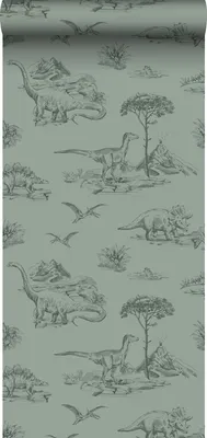 Produktbild von ESTAhome tapeta Dinosaurus sivo-zelená - 139358 - 0,53 x 10,05 m