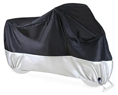 Imagen del producto de Funda universal para motocicleta, 190T, cubierta protectora para moto, impermeable, resistente a los rayos solares y al polvo, con orificios para candado y bolsa de almacenamiento, ideal para motocicletas, scooters y bicicletas eléctricas