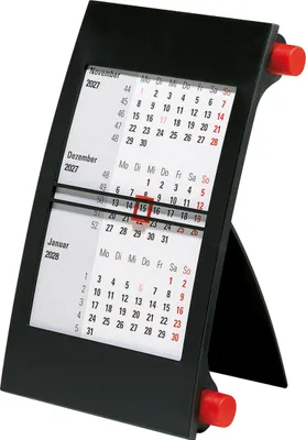 Produktbild von rido/idé 7038000207 3-Monats-Tischkalender 2027 90×120 mm, rot/schwarz