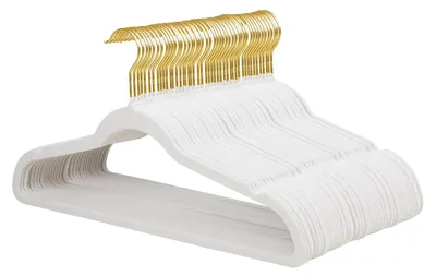 Productafbeelding van Antislip kledinghangers - Fluweelhangers - Ruimtebesparend - 360 graden draaibare haken - 48 stuks - Geschikt voor kinderen/baby's - Kledinghangers