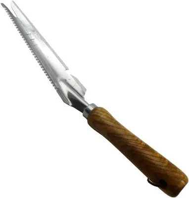 Produktbild von Multifunktionales Unkrautjäger mit Holzgriff, Edelstahl, Unkraut jäten, Mäherwerkzeug, Unkrautzieher.