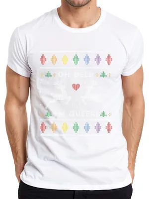 Obrázek produktu pro Oh Deer I'm Queer LGBTQ X.pngas - Ugly Christmas Sweater Christmas Pánské tričko, bílé, XXL