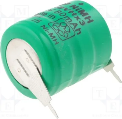 Produktbild von 1x Batt: Ni-MH 3,6V Temp: -20÷65°C  Aus 2pin 80mAh Ø16x18mm