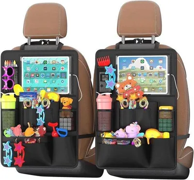 Produktbild von Famanu Autositze-Organizer - Multifunktional, wasserabweisend, 10 Fächer, für Tablets bis 11 Zoll, schwarz