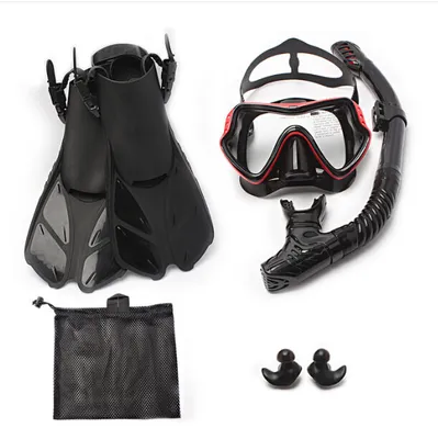 Produktbild von OKWISH Schnorchelset Schnorchelmaske Taucherbrille Erwachsene(42-45),Schwarz/Rot