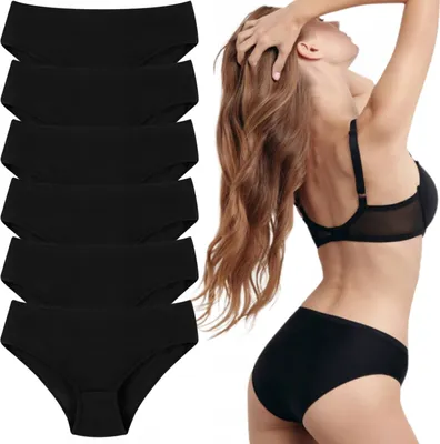 Obrázek produktu pro 6X Dámské Bavlněné Kalhotky Classic Smooth Black Moraj Xl