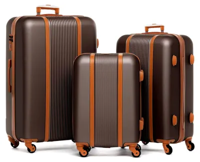 Produktbild von Kofferset 3 teilig Hartschale Milano Reisekoffer Trolley-Set (Handgepäck, L, XL) 3er Set Hartschalenkoffer Roll-Koffer 4 Rollen 100% ABS café