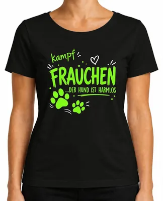 Productafbeelding van "Kampffrauen" - Harmloze hondenuitspraak. Sarcastisch dames T-shirt, zwart, maat XL