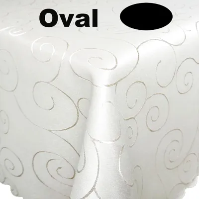 Produktbild von Ornamente Tischdecke OVAL 160x260 WEISS bügelfrei pflegeleicht strapazierfähig