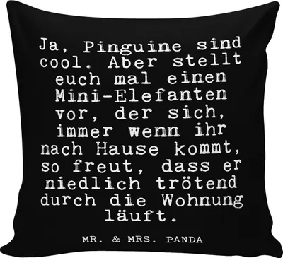 Produktbild von Mr. & Mrs. Panda Kissen 40x40 Ja, Pinguine sind cool.... - Schwarz - Geschenk, Sofakissen, Spruch, Glizer Sprüche Weisheiten Zitate Lustig Weisheit Worte, Freund, Polster