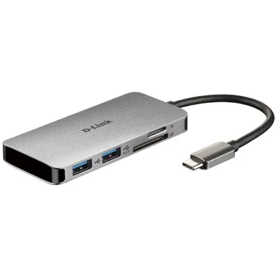 Produktbild von D-Link DUB-M610 USB-C 6-Port USB 3.0 Hub mit HDMI, Card Reader, USB-C Ladeanschluss