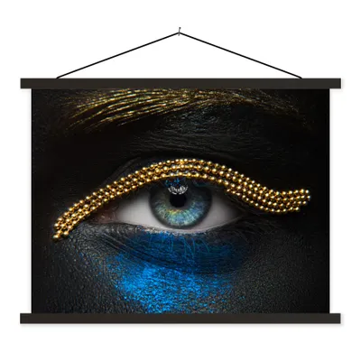 Produktbild von MuchoWow® Textilposter Frau - Augen - Make-up - Luxus - Gold 150x113 cm mit schwarzem Rahmen - Wohnzimmer
