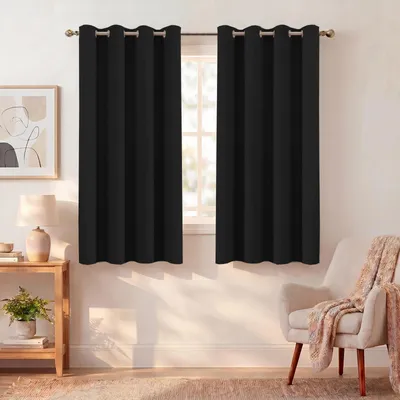 Produktbild von Solidchoice - Verdunkelungsgardinen-Set BellaHills, 2 Stück - 140 x 175 cm - Schallisolierend und wärmeisolierend, Schwarz