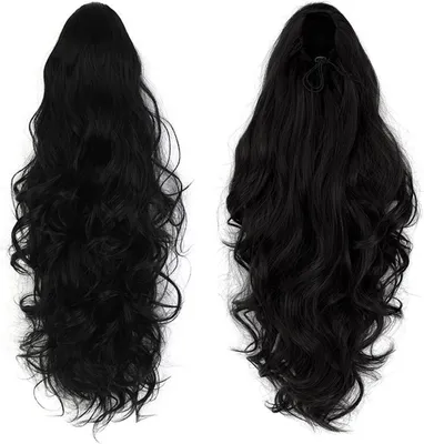 Produktbild von Kunsthaarperücke Damen Lang Perücke Gewellte Locken Perücken 60cm  lockiges Haar mit Farbverlauf mit Clip, Farbe: Schwarz