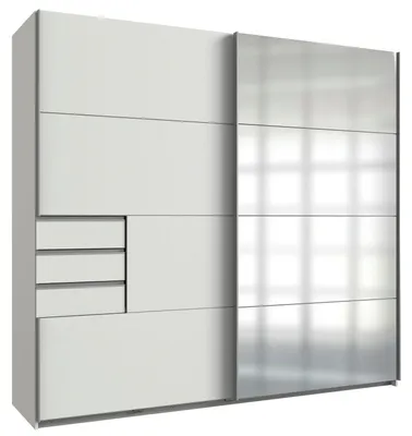 Image de Armoire à portes coulissantes Saigon 225 x 64 x 208 cm, blanche avec miroir (18535)