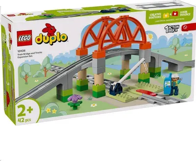 Image de LEGO DUPLO Town Bridge and Train Tracks - Train Extension Set, jouet éducatif pour bébé à construire, cadeau créatif pour les tout-petits, pour les 2 ans, pour garçon et fille, 10426