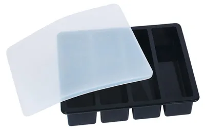 Produktbild von Eiswürfelform aus Silikagel mit abnehmbarem Deckel, wiederverwendbar, BPA-frei, geeignet für Bars und Haushalte, schwarz