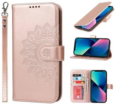 Productafbeelding van Telefoonhoes iPhone 13 Pro Max Leer Met Kaartslots Roségoud
