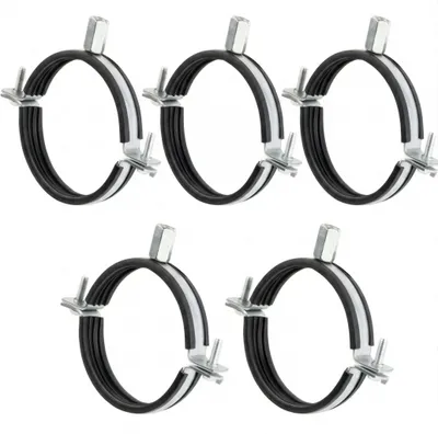 Productafbeelding van 5 stuks buisklem 80 mm met rubberen inzet, M8/M10 schroefdraad