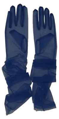 Immagine prodotto di Guanti lunghi in tulle, colore blu navy, taglia unica, lunghezza 70 cm