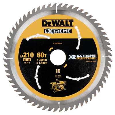 Immagine prodotto di DeWalt DT99567-QZ - Lame per seghe circolari stazionarie XR Tempo di funzionamento estremo, 210 x 30 mm 60D 20º