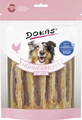 Produktbild von Dokas Hühnerbrust mit Leber, Snacks, Hund, Adult, Huhn, Leber, 220 g
