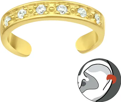 Produktbild von Goldene Ohrklemme aus Silber 925 und weißen Zirkonia