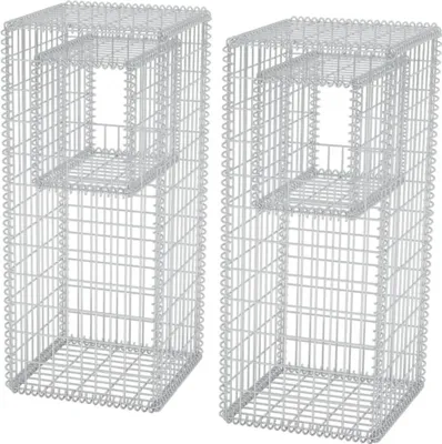 Immagine prodotto di Cesto di gabbioni per pali e fioriere 2 pezzi in acciaio 50×50×120 cm
