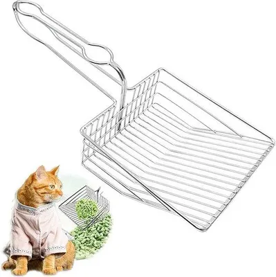 Immagine prodotto di Paletta per gatti Metallkotze, lunga, facile da pulire, setacciatura rapida, manico ricurvo