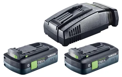 Zdjęcie produktu dla Zestaw Festool 18 V 2xTBX4/SCA16 z 2 akumulatorami BP 18 TBX 4 C-ASI 18 V 4,0 Ah (2x 578745) + szybką ładowarką SCA 16 (576953)
