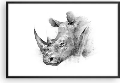 Produktbild von Gerahmtes Poster - Schwarzer Rahmen - Nashorn Porträt Grafik - 91,5x61 cm - Wand Bild - Wanddeko - Wandbilder - Kunstposter - Wandposter - Bilderrahmen - Bilder - Kunstdruck - P2BAA91x61-4378