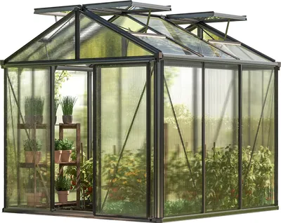 Zdjęcie produktu dla GFP szklarnia Diamas 21 Light 235x235 cm - grube panele poliwęglanowe ok. 12 mm - kolor: antracytowy