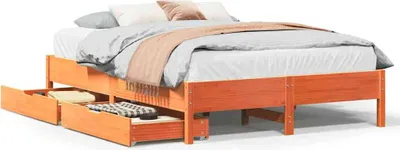 Produktbild von vidaXL Massivholzbett ohne Matratze Wachsbraun 140x200 cm Kiefernholz